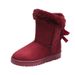 Snow Tube Fleece-Lined 2025 Winter New Same Style Flip-Flop Short Knot Student Women's Boots Casual Versatile_vogvips.com