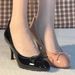 6682-2 French Retro Style Bowknot Stiletto High Heels Women Patent Leather Shiny Slip-On Round Toe Shallow Mouth Pumps_vogvips.com