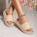 Slip-on For Home And Outdoor Use, Cross-weave Shoes, Cross-border Double-layer Ivory White Flat Slippers_vogvips.com