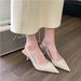 Chic And Elegant Sea Salt Blue Pointed-toe High-heeled Sandals, 2025 New Women's Shoes, Backless Half-enclosed Fashion_vogvips.com