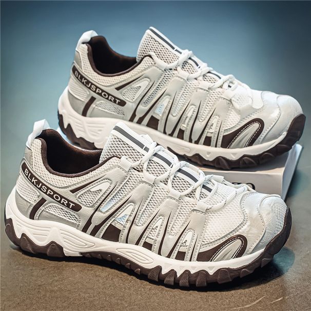 Men's Summer New Solid Color Simple Fashion Versatile Lace-up Sneakers, Breathable, Comfortable, Casual, Lightweight Dad Shoes_vogvips.com
