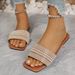 2026 Summer New Large Size Pearl Flat Sandals For Women, Low Heel Outdoor Beach Sandals, In-Stock Wholesale_vogvips.com