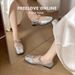 Genuine Leather French Niche Square Toe Sequin Buckle Mary Jane For Women 2025 New Fairy Style Matching Dress Flat Shoes_vogvips.com