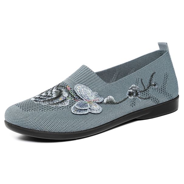 Old Beijing Summer Breathable Embroidered Women's Cloth Shoes Slip-On Flat Soft Sole Comfortable Casual Mother Shoes_vogvips.com