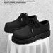 Men's Derby Shoes Chunky Sole Low-Cut Leather Casual Shoes For Youth - Breathable & Waterproof PU Upper, Rubber Sole (Black, Sizes 39-44)_vogvips.com