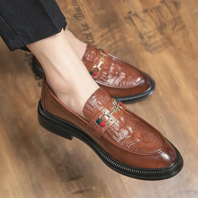 autumn Fashion Trend Pointed Casual Leather British Retro Lazy Business Bean Men's Shoes_vogvips.com