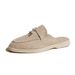 Plus-size Genuine Leather Slip-on Women's Casual Flat With Tassel Buckle, Versatile Soft-soled Comfortable LP Loafers_vogvips.com
