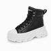 Men's Casual Sneakers With Thick Sole - PU Leather High-Top Unisex Shoes For Daily Wear (Black/White, Size 37-44)_vogvips.com
