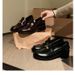 In Stock For Immediate Dispatch Grape Mom Same Retro British Style Round Toe Small Coin Slip On Chunky Heel Thick Sole_vogvips.com
