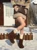 Lamb Wool Korean Style Elegant Versatile Round Toe Flat Snow With Fleece Lining Thickened Warm Short Boots For Women_vogvips.com