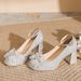 Elegant Rhinestone Bowknot Platform Heels - Comfortable Wedding & Bridesmaid Shoes With Adjustable Straps, Available In Silver & Champagne Gold_vogvips.com