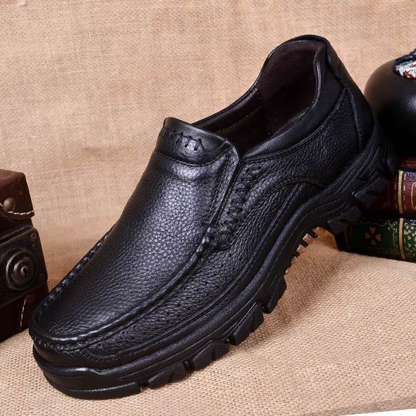 Suitable For All Seasons Men's Business Casual Leather Men Soft Non-Slip Thick Sole Dad Versatile Middle-Aged And Elderly Large Size Shoes_vogvips.com
