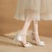 Women's Shoes Classic Style Elegant Pearl Bow High Heels For Women - Pointed Toe Wedding Shoes, Bridal Party Pumps In White_vogvips.com