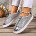 Summer Sequin New Front Tie Solid Color Plus Size Sneakers_vogvips.com