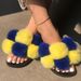 Women’s Shoes Color Matching Fur Ball Slippers O Wear Outside Arge Size Flat Bottom Fur Slippers_vogvips.com