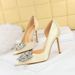 3165-K11 Banquet Side Hollow Thin Shallow Mouth Pointed Silk Diamond Women's High Heel Single Shoes_vogvips.com