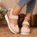 Women Linen Plain 6cm Wedge Sandals Handmade Ladies Casual Comfortable Women's Shoes 2025_vogvips.com