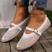 Women's Plus Size Casual Flat Shoes Mesh One Strap Buckle Summer New Style Fashion Versatile Flat Shoes_vogvips.com