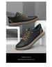 Men's Round Head Board Shoes Cowhide Surface Breathable Embossed Casual Little White Shoes Low-top Sports Men's Shoes_vogvips.com