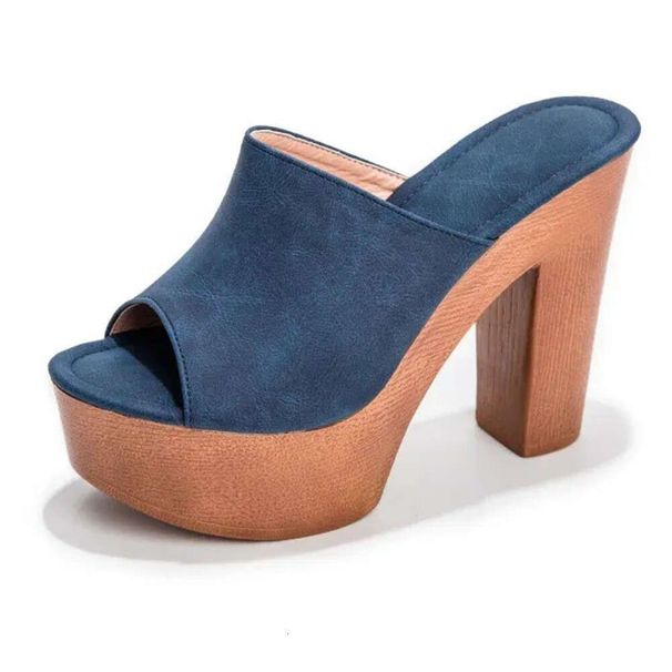 Sandals Super High Heels Women Chunky Wooden Slippers Wedges Platform Femme Open Toe Shoes Summer Beach Slides Slip On_vogvips.com
