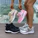 Women's Wedge Heel Thick Soled In Large Size, Breathable Sequins, Round Toe Tie, Spring And Autumn New Casual Sports_vogvips.com