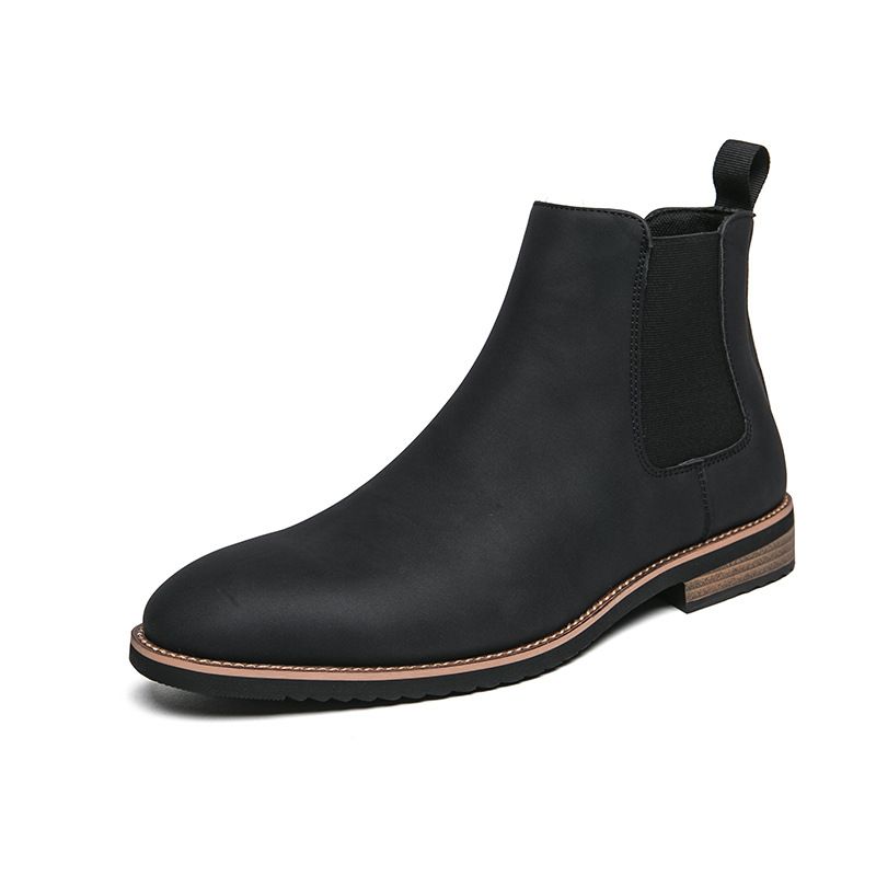 Men's High Top Ankle Boots Retro Fashion Pointed Toe Martin Boots Chunky Heel Leather Casual Shoes For Daily Wear_vogvips.com