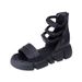 Soft Leather Hollowed-out Roman Sandals Women's Open-toed Rear Zipper Lightweight Platform Bag And Fish Mouth Sandals_vogvips.com