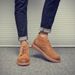 European Warm Series Men's Martin Autumn Fleece Lined High Korean Trendy Work Shoes British Style Mid Top Casual Versatile Short Boots_vogvips.com