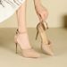 1088-19 Fairy Style Pointed Stiletto Heels Closed Toe Hollow High Heel Waterproof Platform Suede Sandals For Women_vogvips.com