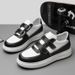 Height Increase Casual Leather Thick-soled Velcro Small Size Board Shoes Sports Shoes Men's Shoes Leather Round Head Shoes_vogvips.com
