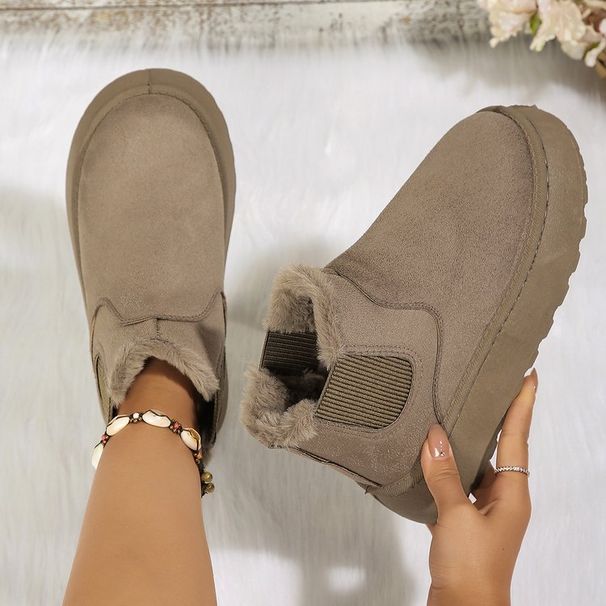 Women's Shoes Large Size Mid Tube Thick Soled Snow Boots For Women 2025 Autumn And Winter New Style Slip On Fashionable Popular Cotton Shoes For Women_vogvips.com