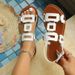Large Size Women's Flat Hollow With Belt Buckle, In Stock, European And American Fashion, Versatile For Outdoor Wear,_vogvips.com
