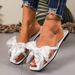 Cross-border Foreign Trade Versatile Slip-on Flat For Women, 2026 New Model, Solid Color Bowknot Fashion Beach Sandals_vogvips.com