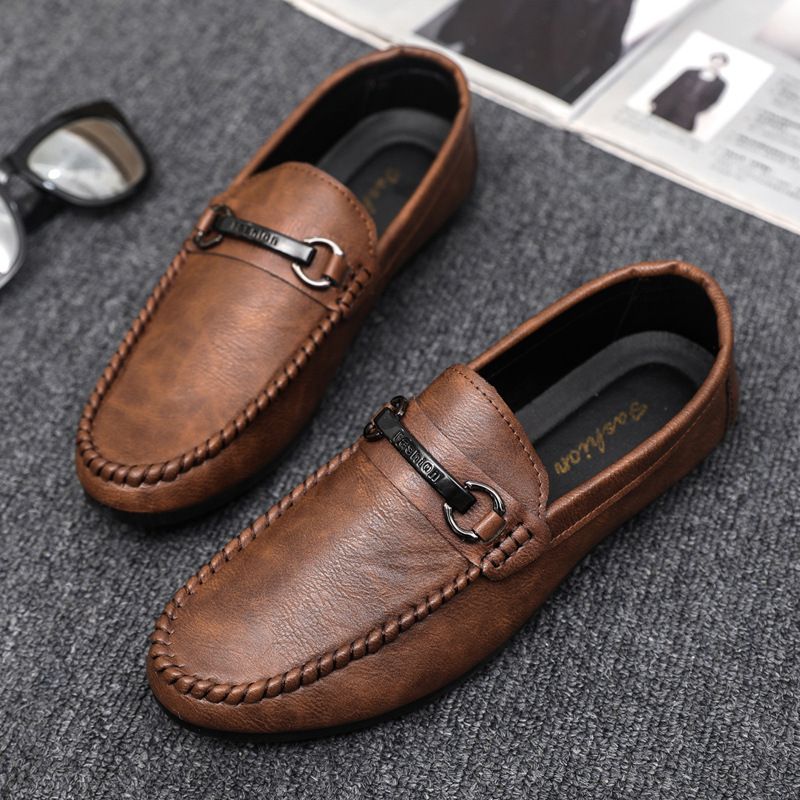 SHLIANG Leather Men Casual Shoes Comfortable Light Men Loafers Formal Men Dress Shoes Breathable Slip on Men Driving Shoes Y0156_vogvips.com