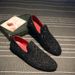 Suitable For All Seasons Trendy Brand CL Style Loafers Slip-On Lazy Rhinestone Korean Version Hot Stamped Leather Shoes Men 510_vogvips.com