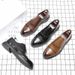 Euro Step Pointed Toe Men 2025 New Brogue Men's Trendy British Casual Business Youth Shoes Genuine Leather_vogvips.com