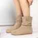 87-1 Cowhide Inner Height-Increasing For Women, New Autumn And Winter Suede Leather Women's Boots, Round Toe Short Tube_vogvips.com
