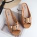 Heli Shark New Women's Summer Half Slippers Fashion Square Buckle Casual Chunky Heel Outdoor Flat Daily Sandals_vogvips.com