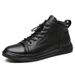 First Layer Cowhide High-top Velvet Thermal Casual Leather Shoes Men's Shoes Men's Mid-top Board Shoes Cotton Shoes Martin Boots_vogvips.com