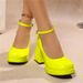 Women's Classic Mary Jane Pumps – Chunky Heel Platform Shoes With Adjustable Buckle Strap For Retro & Vintage Style High Heel Leather Shoes._vogvips.com
