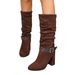Women's Pointed Toe Western Boots With Belt Buckle Detail Chunky Heel Over-the-Knee Boots For Fall Winter Belt Buckle Western Boots_vogvips.com