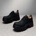 Regal Footwear Trendy Men's Thick Sole Derby 2025 New 8CM Height Increasing Leather Black Round Toe Casual Shoes_vogvips.com