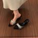 High-end Elegant Black Wedge Rhinestone Sandals Women's Outdoor Wear 2026 Summer French High Heel Sandals With Skirt_vogvips.com