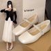 Ballet Feng Shui Diamond Single Shoes Women's Shallow Mouth One-word Buckle Mary Jane Shoes With Skirt Soft Sole Evening Shoes_vogvips.com