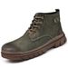 Men's Classic Mid-Cut Leather Work Boots - Durable Rubber Sole, Slip-Resistant, Comfortable Lace-Up Design For Outdoor & Casual Wear_vogvips.com
