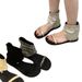2026 Spring/Summer New Shoes: Women's Cowhide Suede Round-Toe Open-Toe Strap High-Top Flat Beach Sandals_vogvips.com