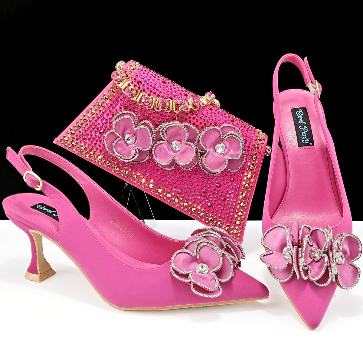 Women S Pointed Shoe Bag Set Handmade Flower Decoration Simple Stylish Banquet Style Suitable For Parties And Everyday_vogvips.com