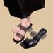 Large-sized Transparent Crystal Thick-heeled Flip-flops, New Summer Women's Open-toe Square Toe High-heeled Sandals_vogvips.com