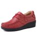 Women's Shoes Soft-soled Casual Shoes Lace-up Women's Single Shoes Mom Lady Shoes Loafers Leather Shoes_vogvips.com