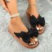 Women's Summer Leather Upholstered Sponge Strap Sandals Bow Tie Wedge Heels Outdoor Wear Factory Direct Supply_vogvips.com